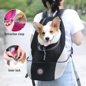 Double Shoulder Pet Travel Backpack Mesh Carrier Bag 1