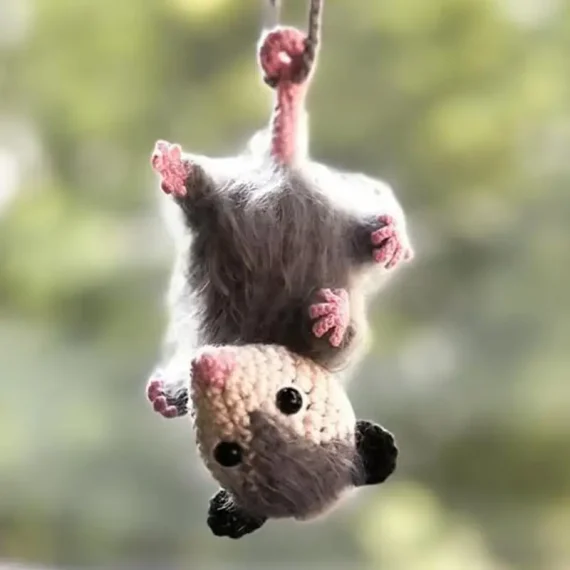 Handmade Knitted Opossum Rearview Mirror Charm 2 | PricZone