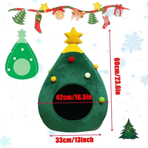 Exquisite Cat Bed Christmas Tree Shaped Pet Nest 6 | PricZone