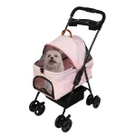 Pink Folding Pet Stroller for Small Dogs and Cats 1