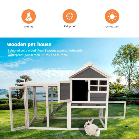 Large Wooden Chicken Coop Hen House Rabbit Hutch 4 | PricZone