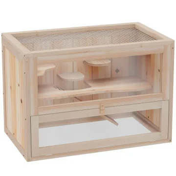 Wooden Hamster Cage 2-Level Small Animal Habitat 2