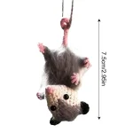 Handmade Knitted Opossum Rearview Mirror Charm 6 | PricZone