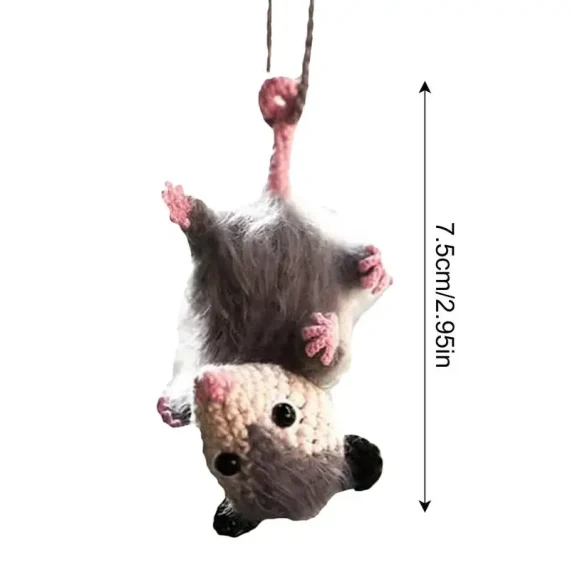 Handmade Knitted Opossum Rearview Mirror Charm 6 | PricZone