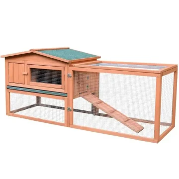 62 Inch Wooden Rabbit Hutch with Run and Elevated House 1 | PricZone