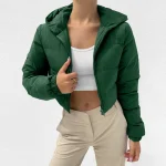 Womens Cropped Puffer Jacket Winter Warm Hooded 4 | PricZone