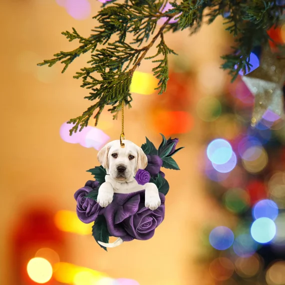 Christmas Tree Dog Pendant in Purple Rose Design 1 | PricZone