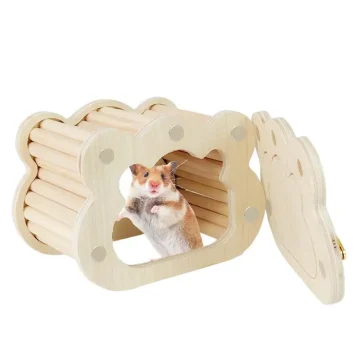 Tiny Hamster Wooden Cloud House for Small Pets 1