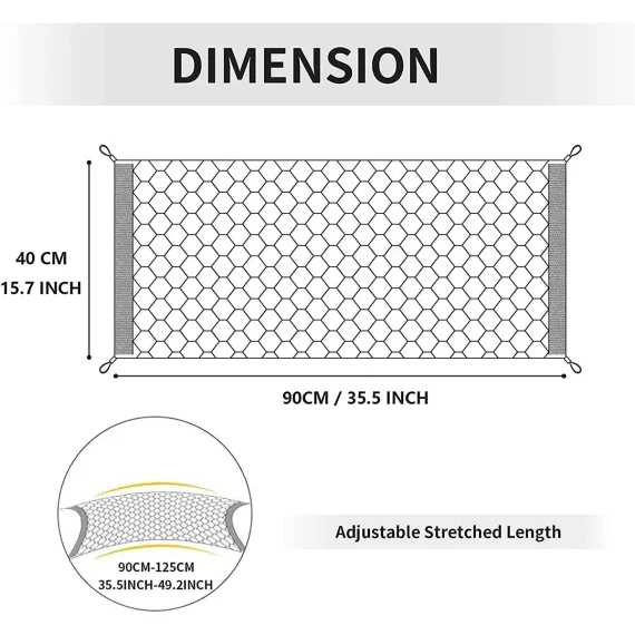 Large Rear Cargo Net Adjustable Mesh Trunk Organizer 6 | PricZone