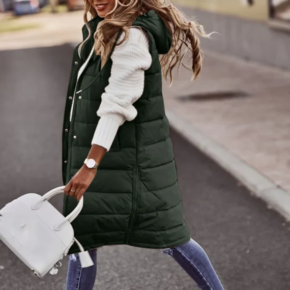 Long Quilted Hooded Winter Vest Coat 4 | PricZone