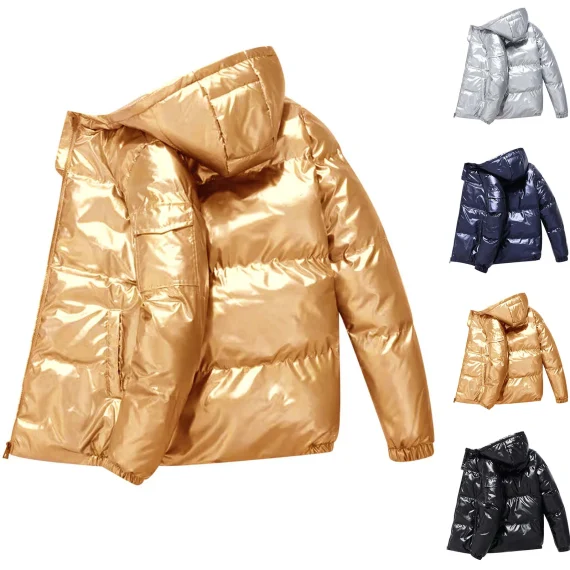 Winter Shiny Hooded Puffer Jacket Warm Stylish 5 | PricZone