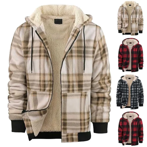 Plaid Hooded Jacket Winter Fall Oversized Coat 4 | PricZone