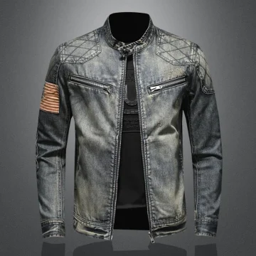 Vintage Slim Fit Denim Jacket for Men 1