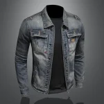 Vintage Denim Jacket Slim Fit Zip Up Cotton Coat 3 | PricZone