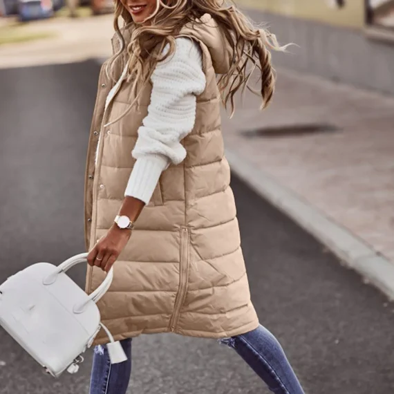 Long Quilted Hooded Winter Vest Coat 3 | PricZone