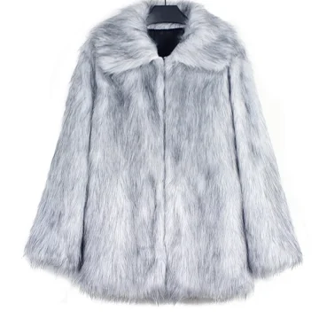 Winter Coat Long Sleeve Lapel Faux Fur Jacket 2