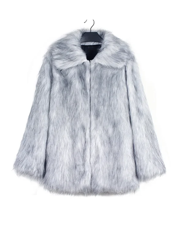 Winter Coat Long Sleeve Lapel Faux Fur Jacket 2 | PricZone