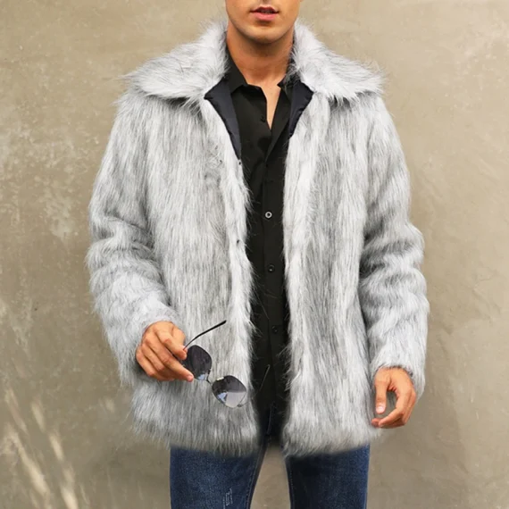 Winter Coat Long Sleeve Lapel Faux Fur Jacket 5 | PricZone