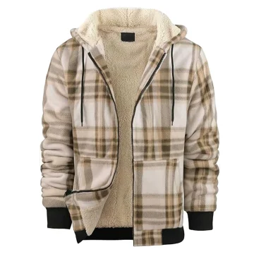 Plaid Hooded Jacket Winter Fall Oversized Coat 2