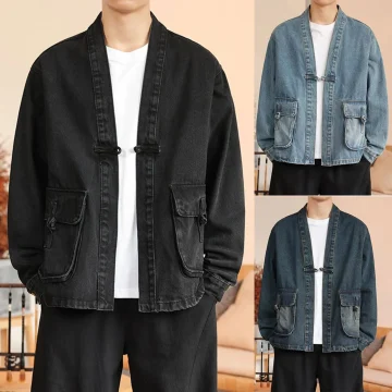 Vintage Mens Denim Jacket Long Sleeve Loose Fit 1 | PricZone