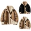 Suede Lapel Leather Jacket Thick Padded Coat