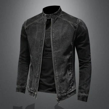 Denim Jacket Stand Collar Lightweight Coat 1