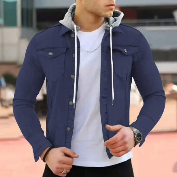 Solid Color Denim Jacket Slim Fit Casual Coat 5 | PricZone