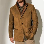 Vintage Mens Jacket Coat Autumn Winter Fashion Button Up Stand Collar Slim Coats Single Breasted Casual Men Clothes Outerwear 2 | PricZone