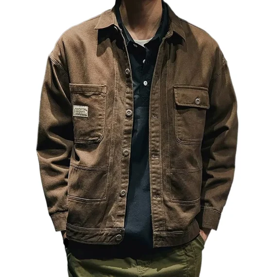 Flannel Denim Jacket Retro Work Shirt 5 | PricZone