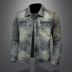 Vintage Mens Denim Jacket Slim Fit Lapel Coat 1 | PricZone