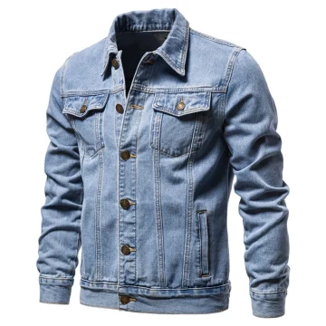 Light Blue Denim Jacket for Men - Ripped Streetwear 2