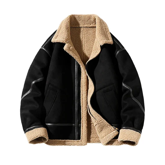 Suede Lapel Leather Jacket Thick Padded Coat 3 | PricZone