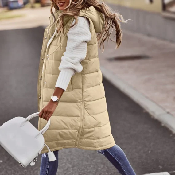 Long Winter Hooded Down Vest Coat Sleeveless 5 | PricZone