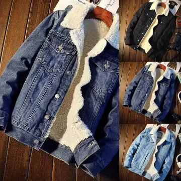 Fleece Lined Denim Trucker Jacket Winter Coat 2