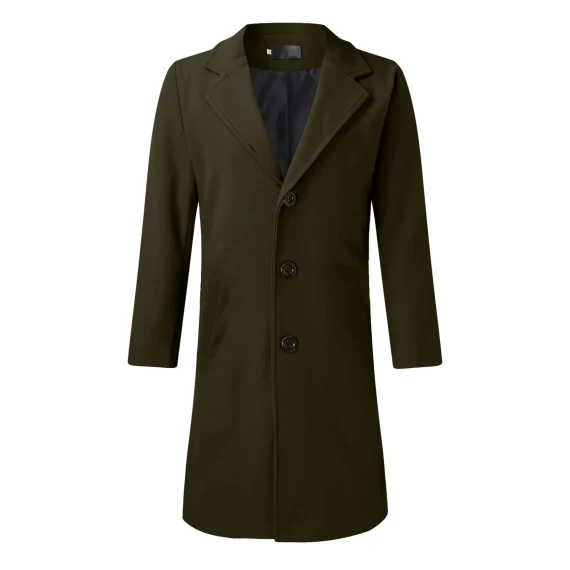 Spring Mens Solid Wool Coat Slim Fit Trench 5 | PricZone