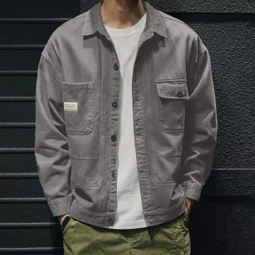 Flannel Denim Jacket Retro Work Shirt 2