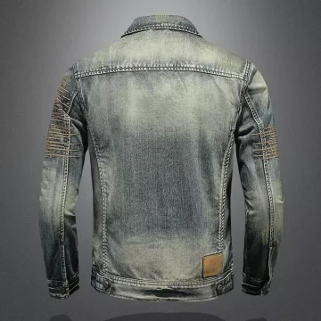 Vintage Mens Denim Jacket Slim Fit Lapel Coat 2