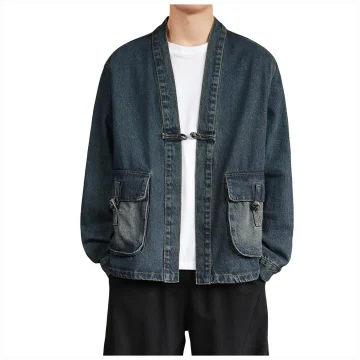 Denim Jacket Long Sleeve Zip-Up Hoodie 2