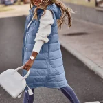 Long Winter Hooded Down Vest Coat Sleeveless 2 | PricZone