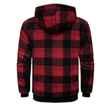 Oversize Plaid Print Mens Zipper Hooded Sweatshirt 2