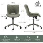 Deep Green Modern Armless Office Chair with Wheels 2 | PricZone