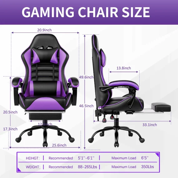 Ergonomic Gaming Chair with Footrest Recliner 3 | PricZone