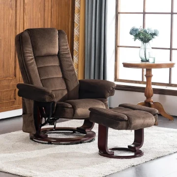 Mcombo Swivel Recliner Chair with Ottoman and Massage 2