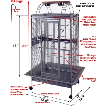 Extra Large Wrought Iron Bird Cage with Play Top 2