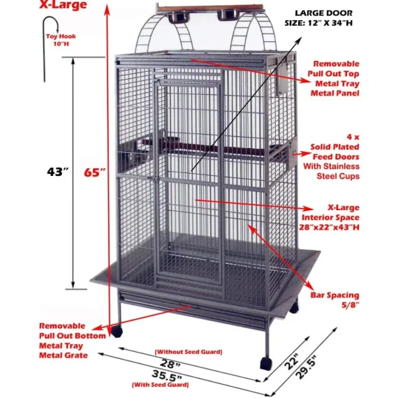 Extra Large Wrought Iron Bird Cage with Play Top 2 | PricZone