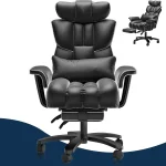 Big and Tall Office Chair 400lbs Wide Seat with Footrest 1 | PricZone