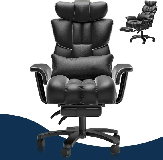 Big and Tall Office Chair 400lbs Wide Seat with Footrest 1 | PricZone