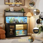 55-75 Gallon Aquarium Stand with LED Light & Storage 3