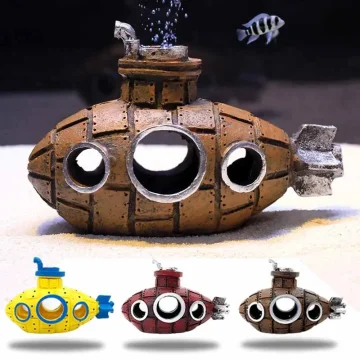 Resin Submarine Aquarium Ornament Fish Tank Decor 1