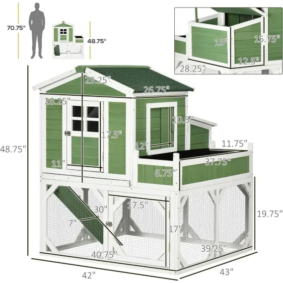 49 inch Small Chicken Coop Hen House with Run 5 | PricZone